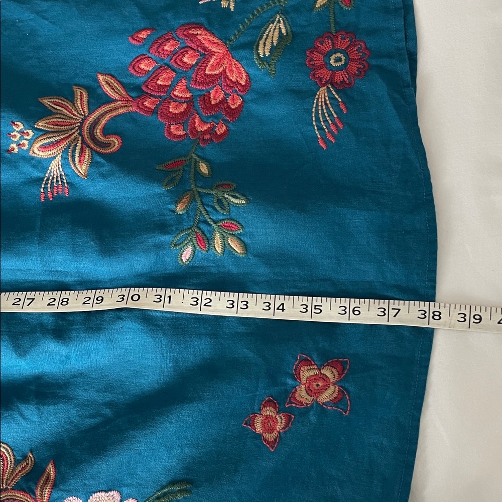 Johnny Was Messine Linen Embroidered Floral Maxi Skirt Size XS - Picture 9 of 10